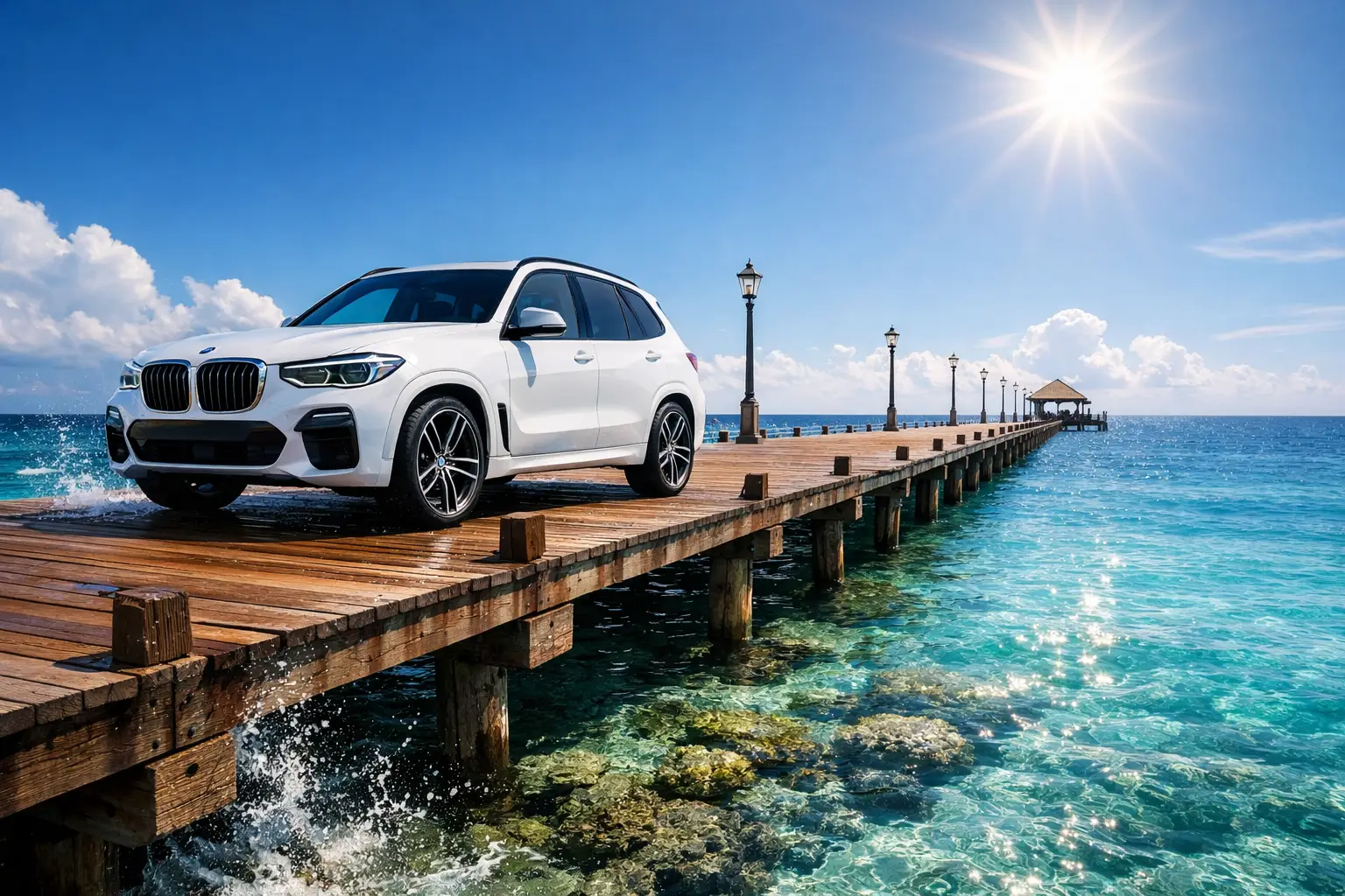 Kueste und Mietwagen auf Mauritius